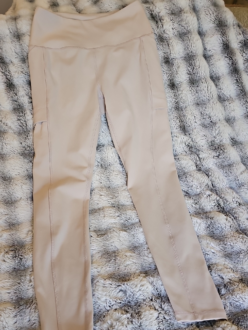 Avalanche High-Waist Nude Beige Leggings with Side Pocket
